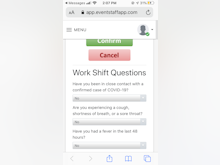 Event Staff App Software - Staff can confirm and cancel work shifts. They can also answer custom questions you can define.