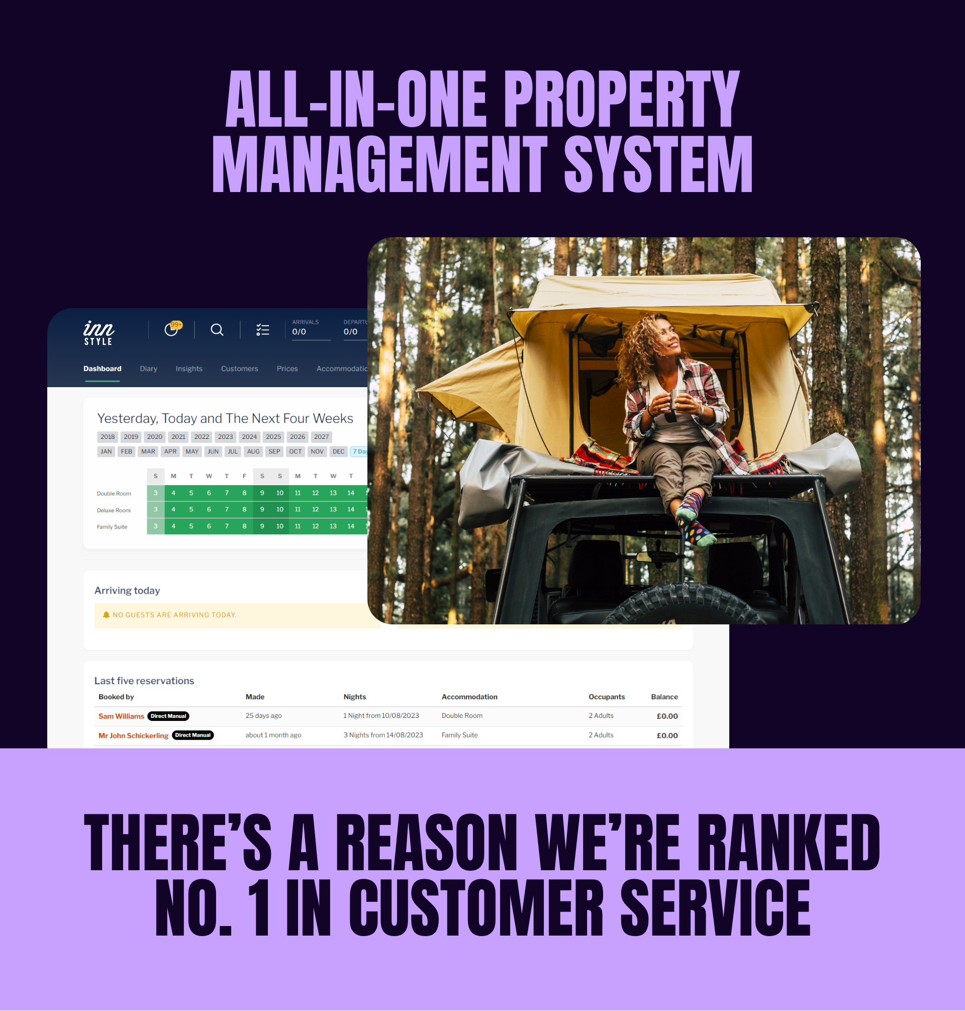 Inn Style screenshot: We speak fluent guest, calendar, and chaos control. Inn Style = less stress, more yes. Property management made fun (yes, really). Inn Style’s property management system streamlines all the day-to-day running of your accommodation business. Simple.