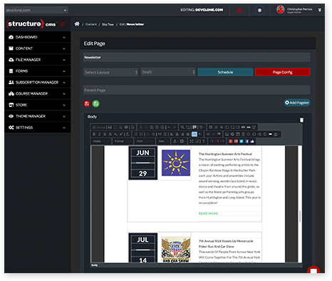 Structure CMS Software - Give your editors the option of dark mode.