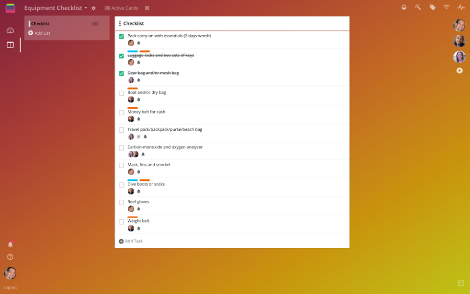 Rindle Software - Checklists with checkboxes for checking list items off