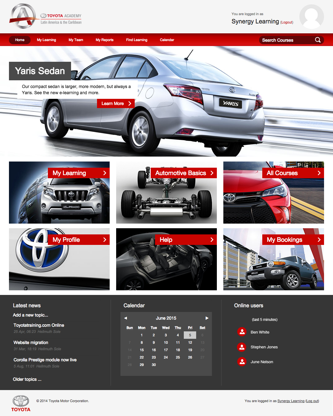 example of Toyota's LMS platform using Totara