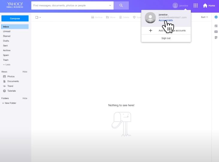 Yahoo Small Business access account settings
