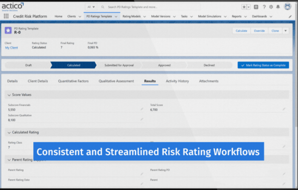 Credit Risk Platform risk rating workflows