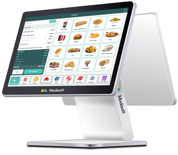 Modisoft's sleek hardware options blend into your retail or restaurant location