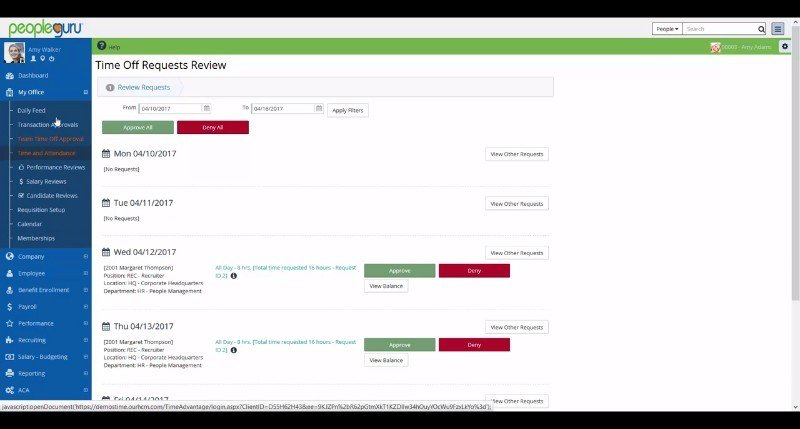 PeopleGuru HCM time off requests
