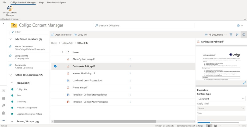 Colligo Content Manager for Microsoft 365 소프트웨어 - 1