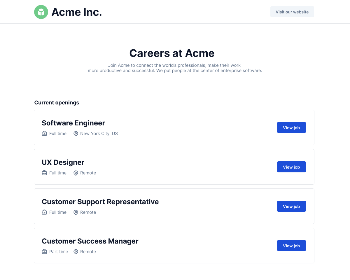 Jobspage Software - Careers site demo