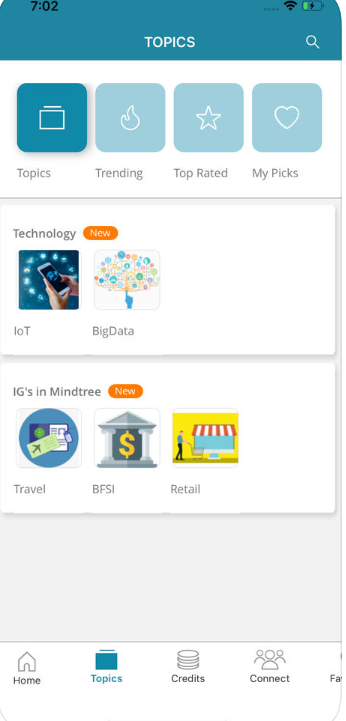 Training topics dashboard