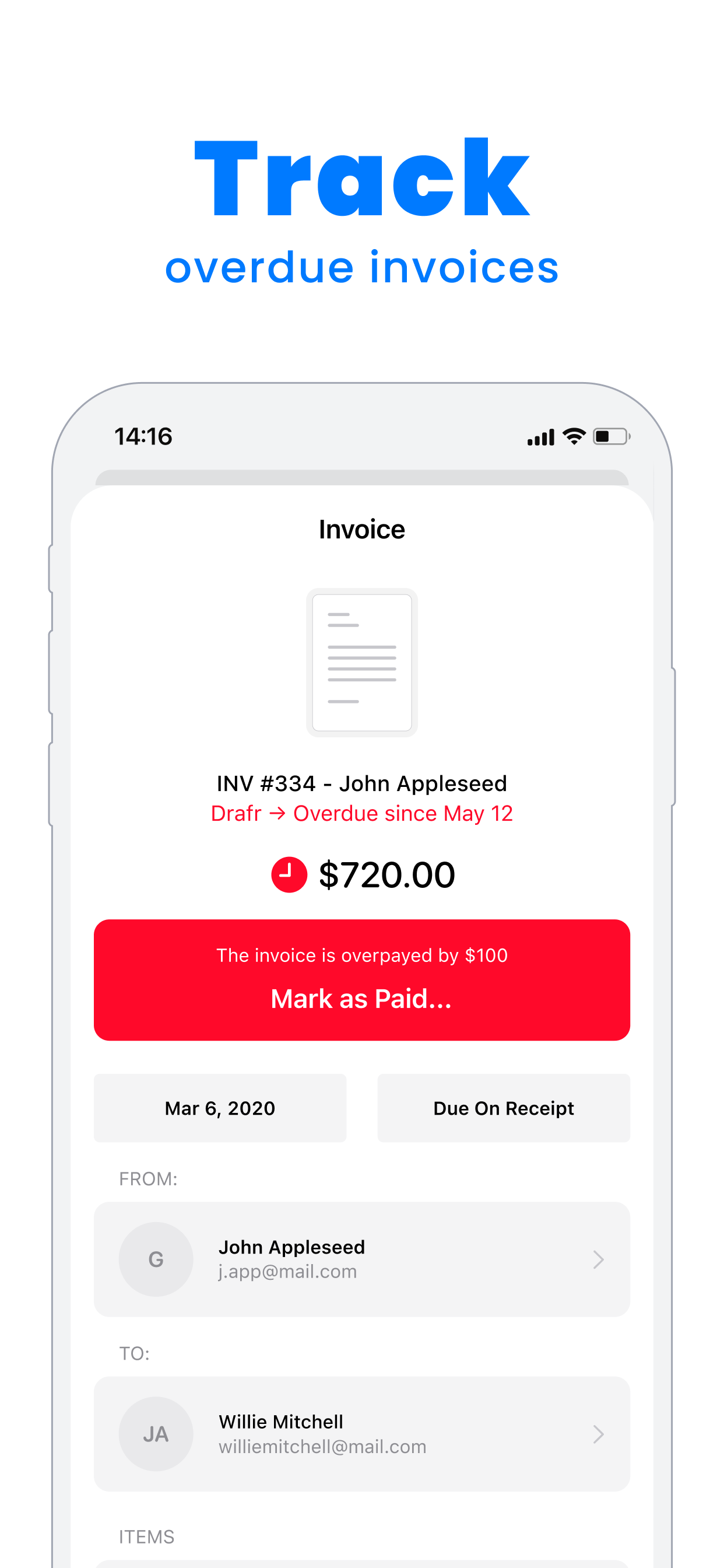 Invoice Maker tracking invoices
