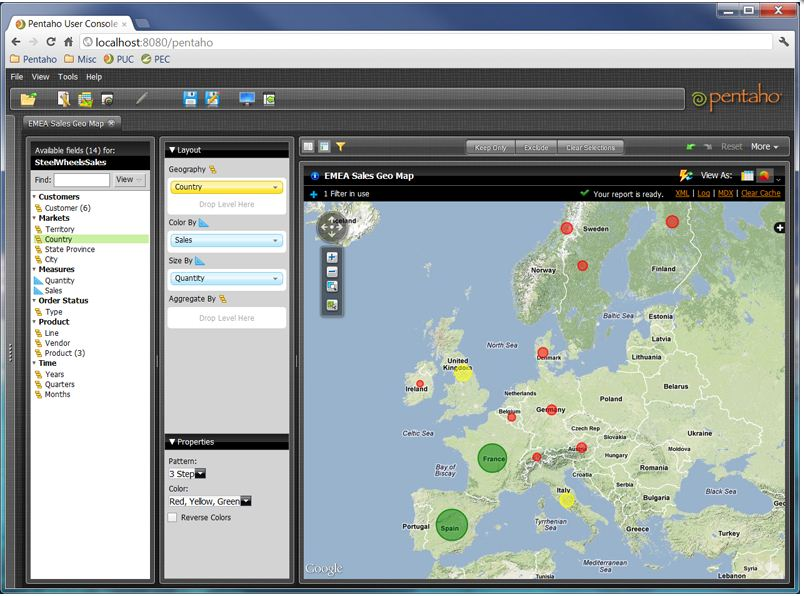 Pentaho Software - EMEA sales geo map data analytics
