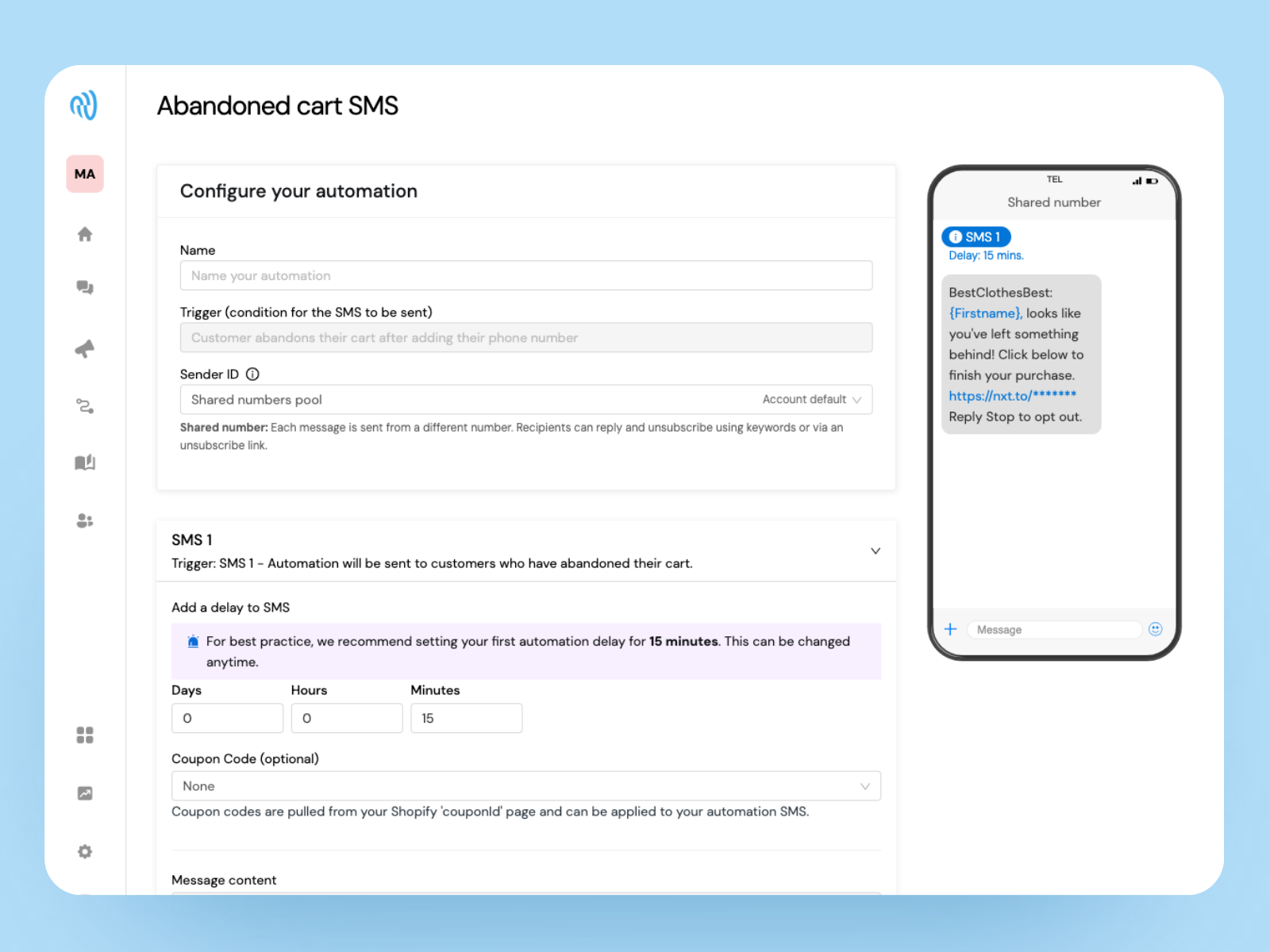 Sinch MessageMedia Software - Sinch MessageMedia Abandoned cart SMS