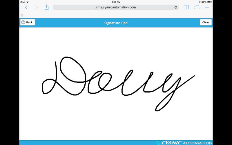 Cyanic HSE Software - Cyanic HSE signature pad lets users capture signatures on touch-capable mobile devices