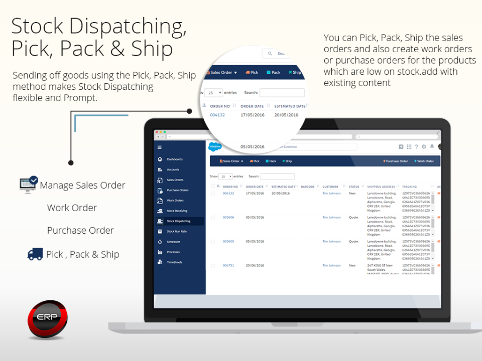 Stock dispatching, pick, pack & ship