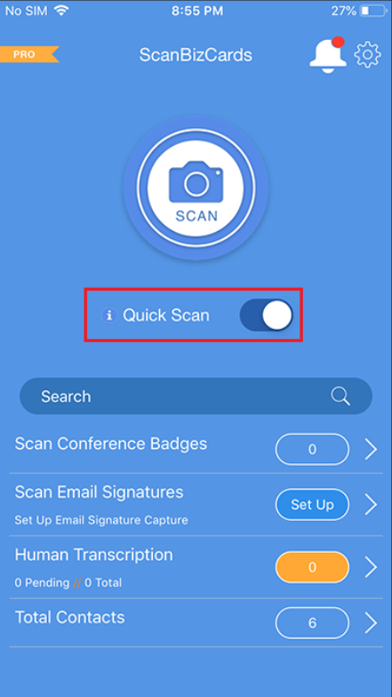 ScanBizCards screenshot: ScanBizCards business card scanning screenshot