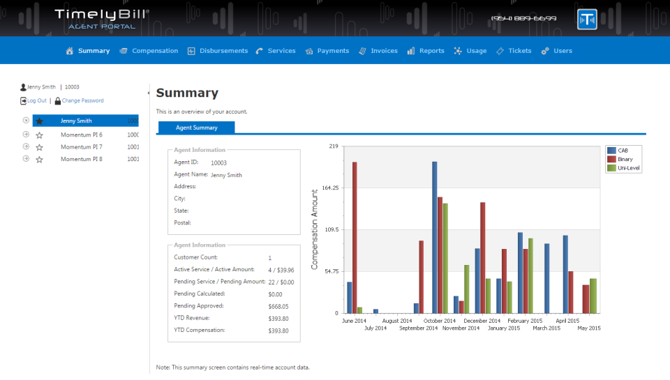 TimelyBill Software - Agent Portal - customize the look via our web-based "theme builder".