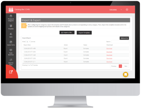 Catalog Bar Software - Import and export data