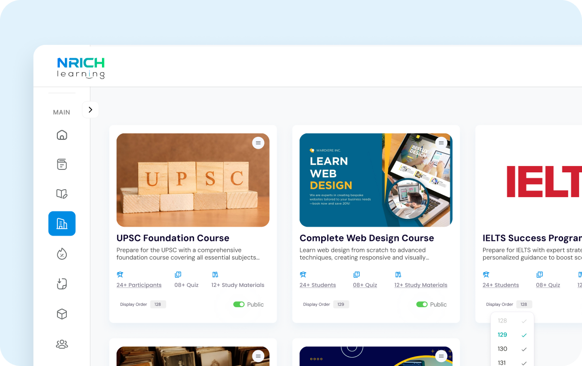 Nrich Learning screenshot: Nrich Learning content management