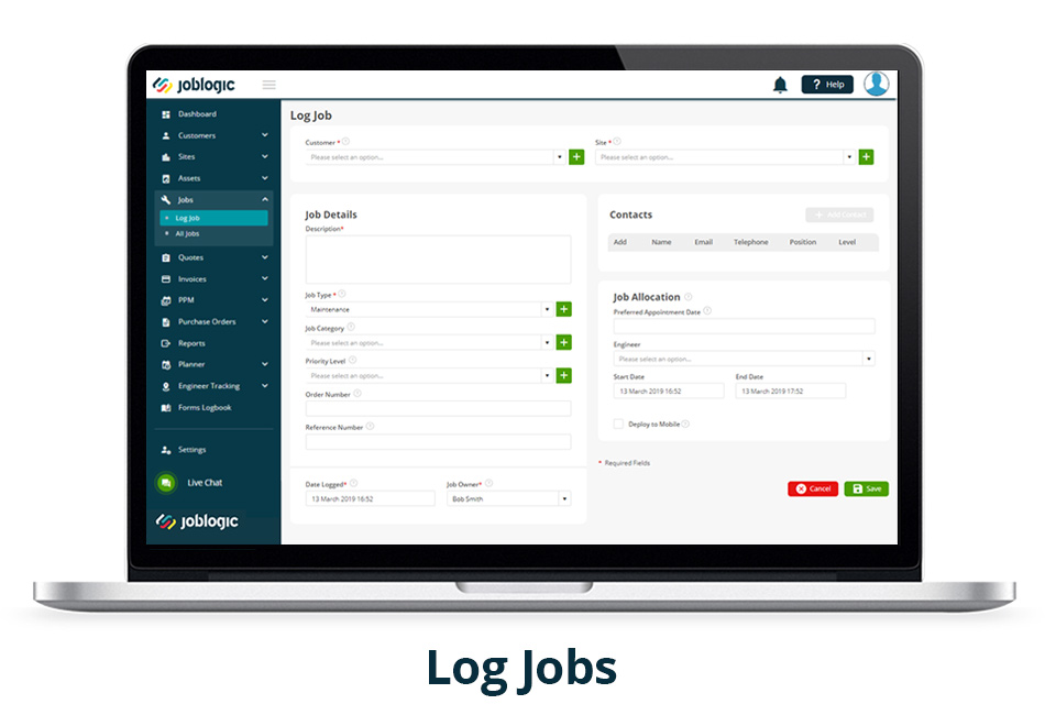JobLogic Software - Log Jobs