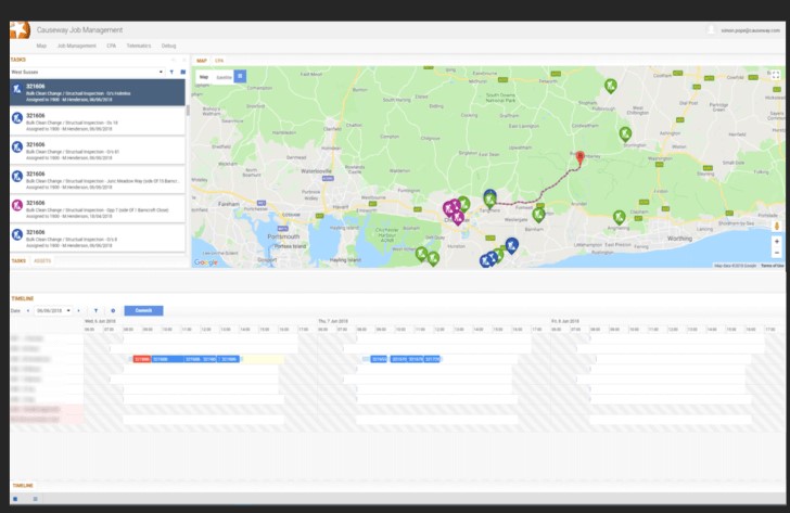 Causeway Maintenance screenshot: Causeway Maintenance job management