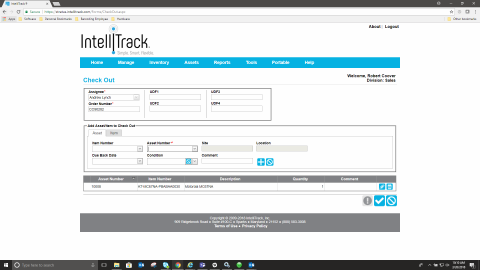 IntelliTrack Assets check-out management