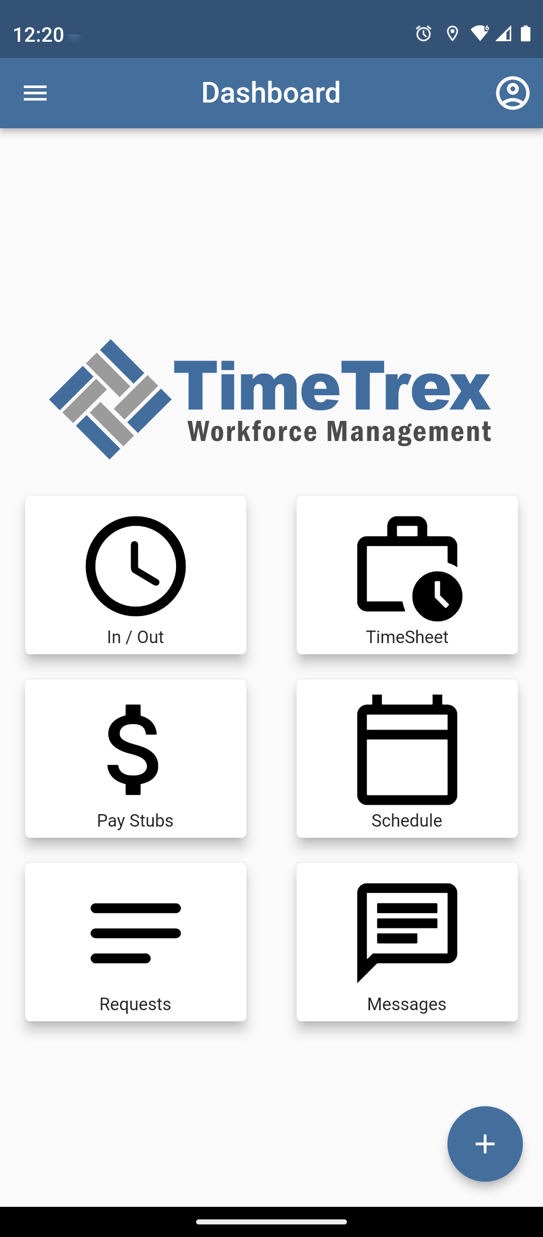 TimeTrex Software - Mobile App Main Page