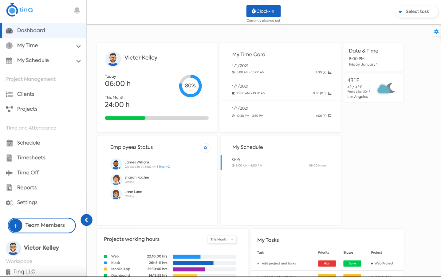 Tinq screenshot: Web dashboard