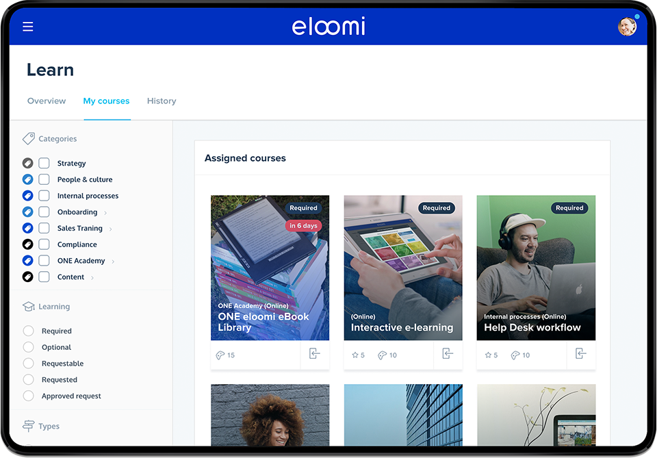 eloomi Software - eloomi dashboard courses
