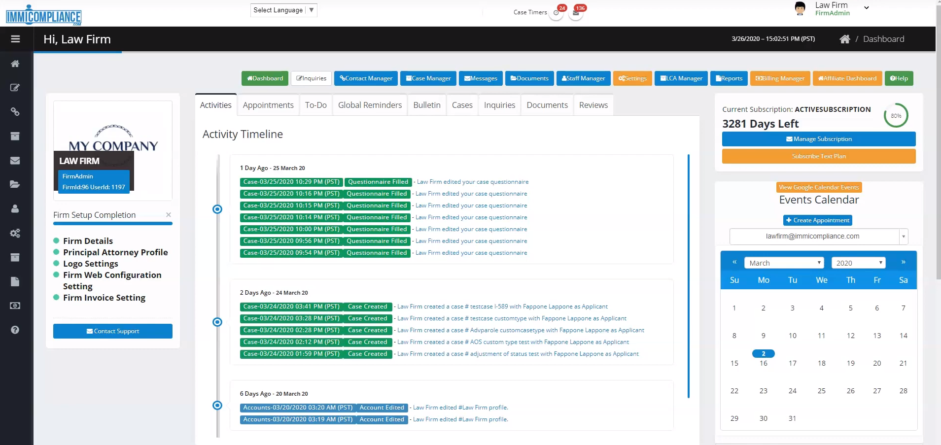 ImmiCompliance screenshot: ImmiCompliance inquiries