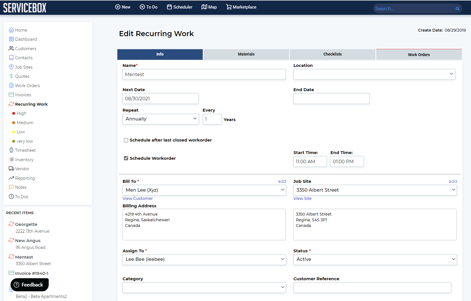 ServiceBox Software - Need to do preventative maintenance.  Generate work orders on a schedule so you never miss any work.  Multiple scheduling options makes it easy to schedule any kind of job. If you need to schedule the job at a specific time? We can do that too.