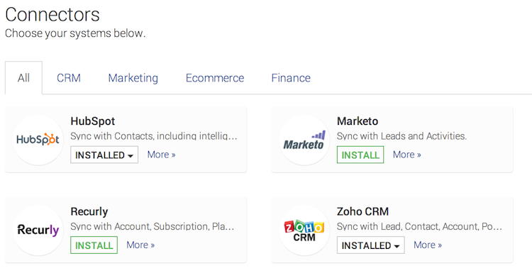 Bedrock Data screenshot: Bedrock Data allows users to create continuous integrations between CRM, marketing, eCommerce, and finance applications