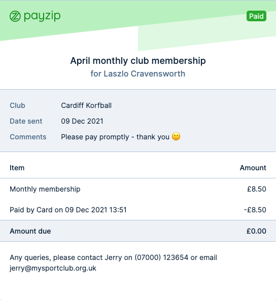 Payzip membership payment