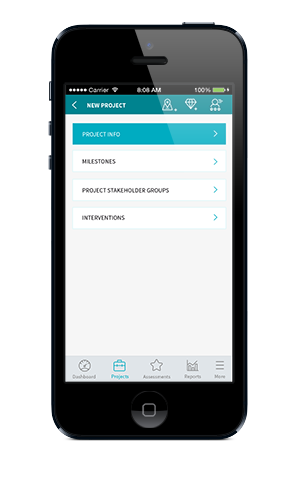 Project Indicator screenshot: Define projects and the intervals for collecting project feedback