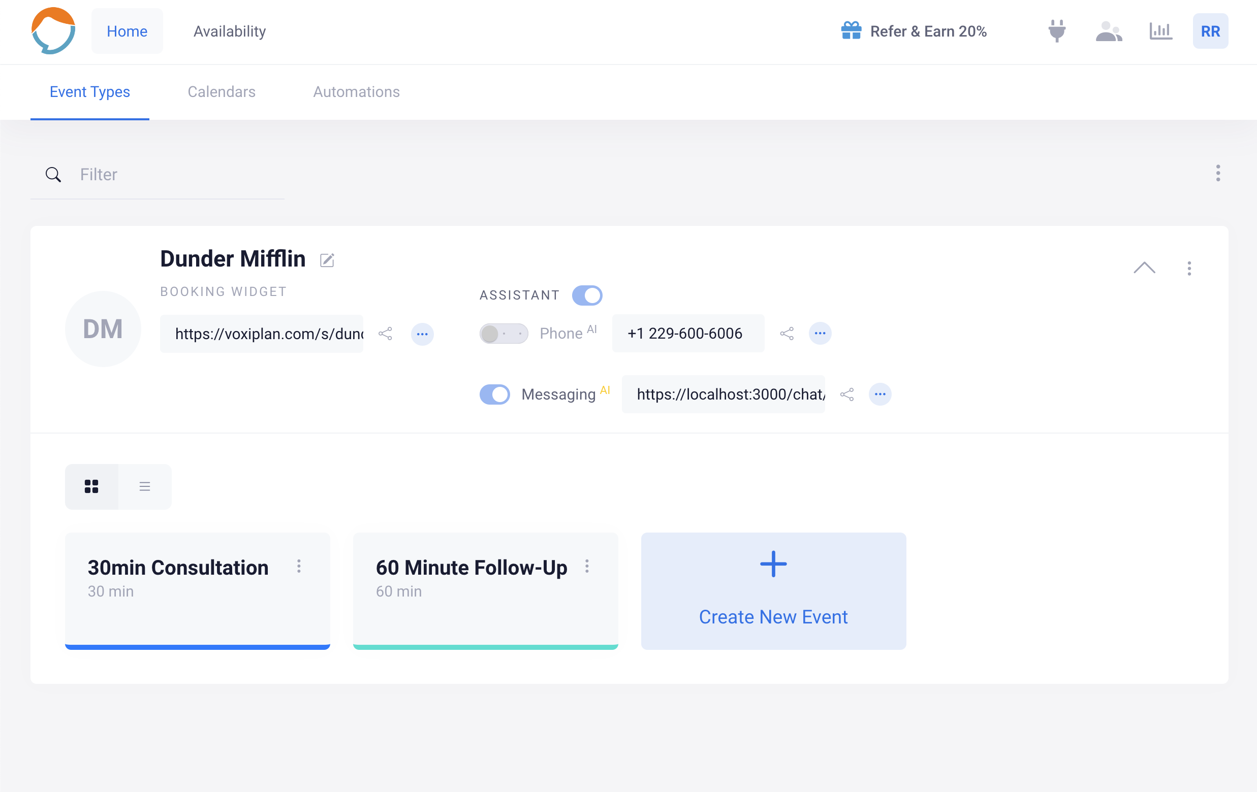 Voxiplan screenshot: Voxiplan multiple event types