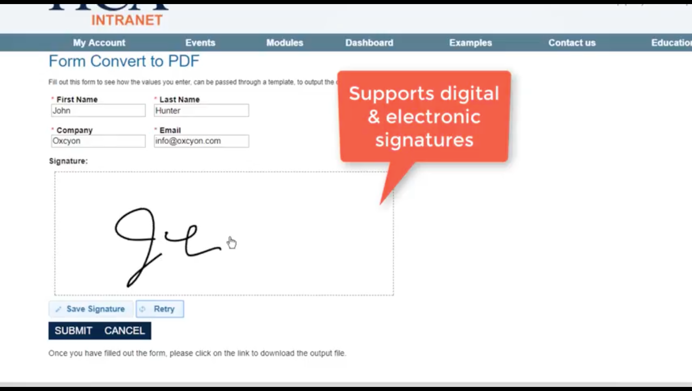 Centralpoint Software - The electronic signature capture feature allows online form confirmations