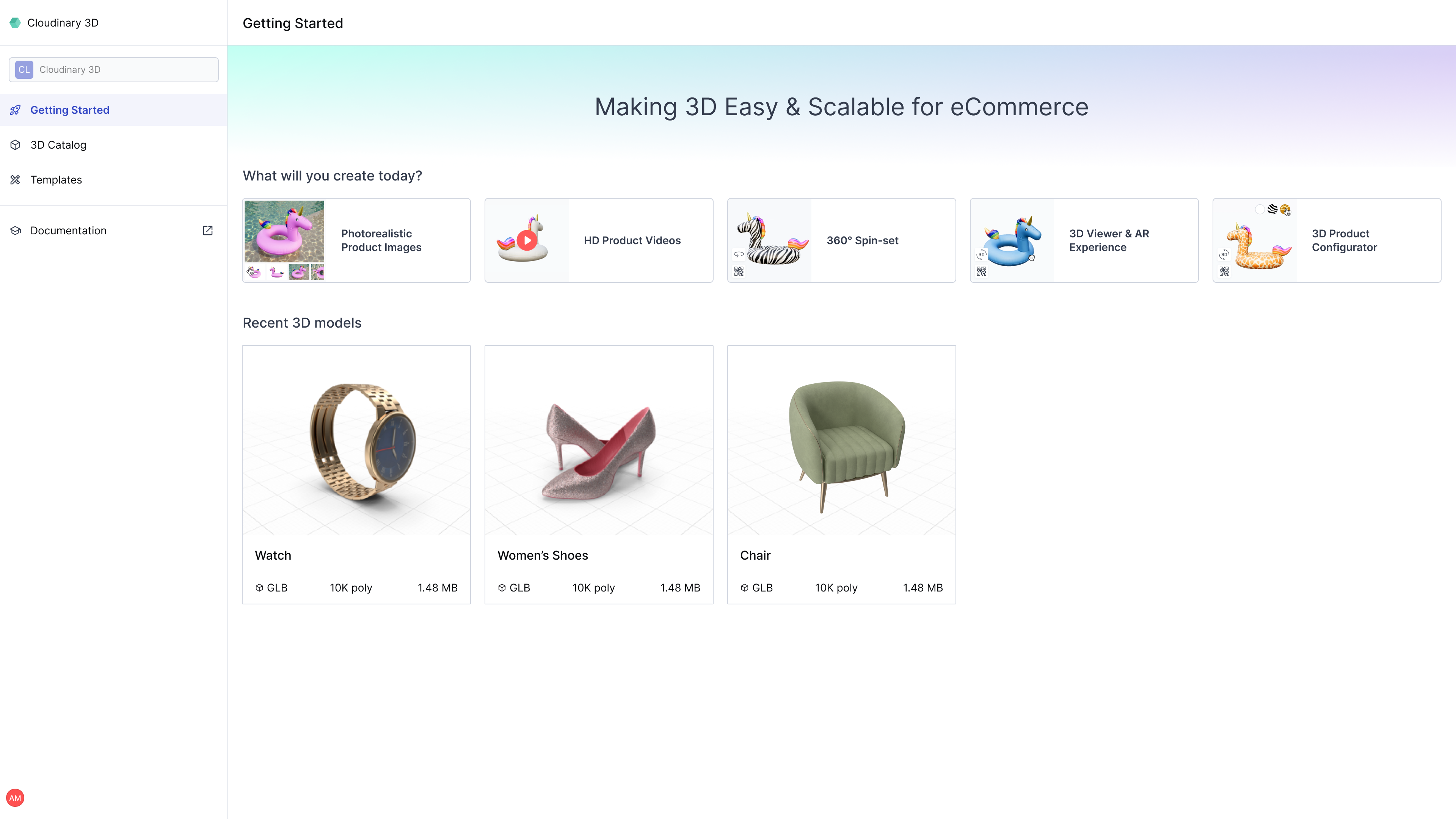 Cloudinary 3D screenshot: Getting Started with Cloudinary 3D