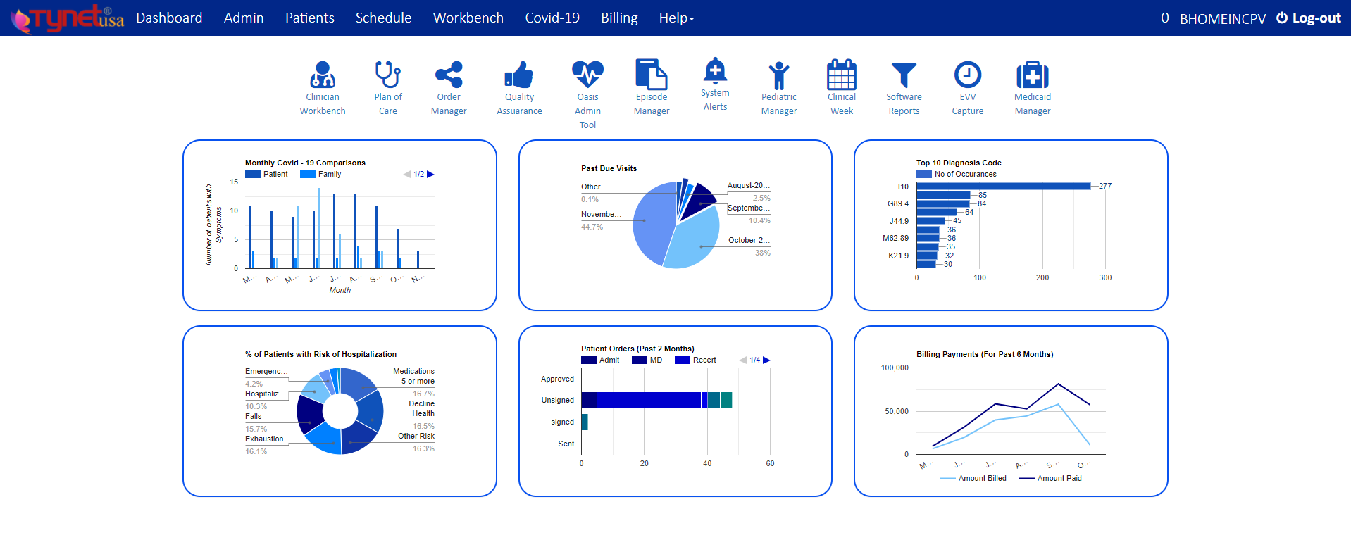 TynetOnline screenshot: User Landing Page