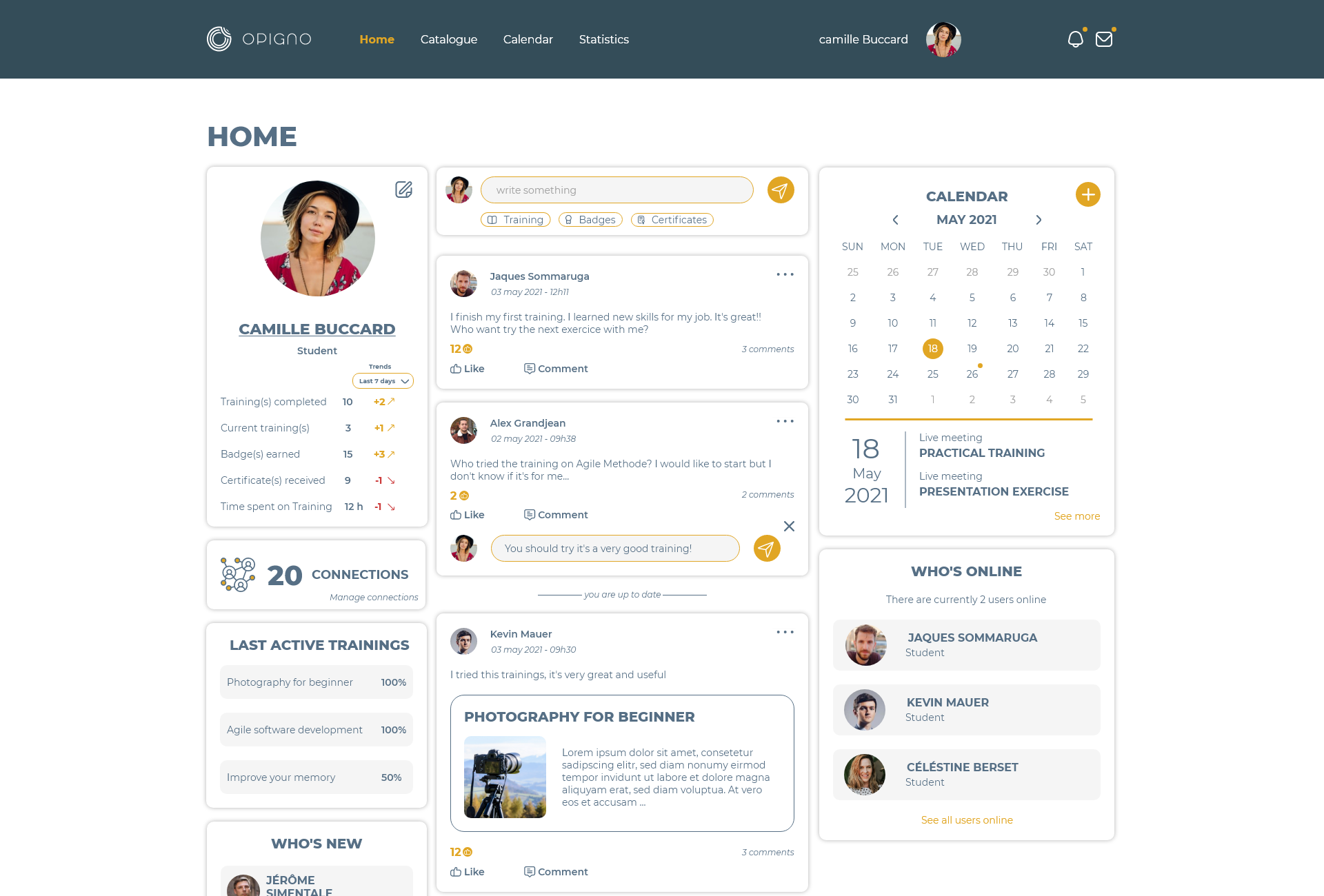 Opigno LMS screenshot: Opigno HubSpace