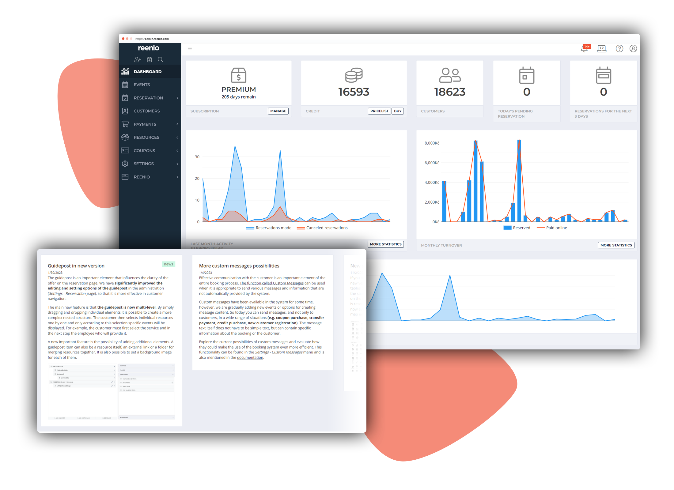reenio screenshot: Administration dashboard