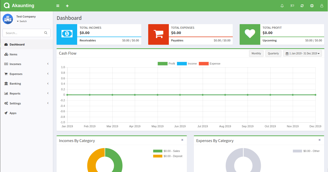 Akaunting Software - Akaunting dashboard