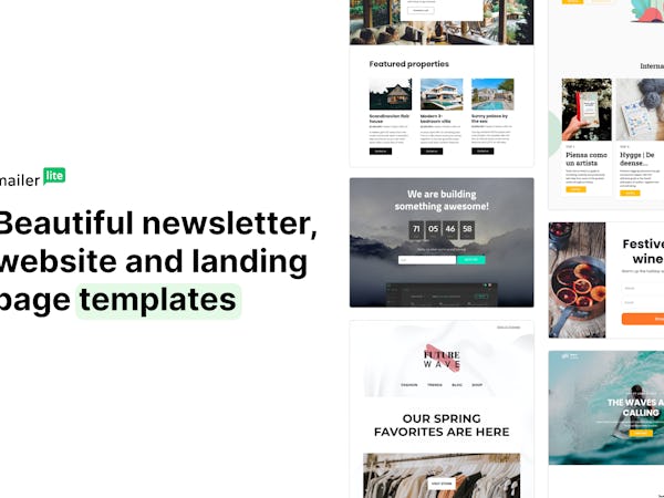 MailerLite Software - a variety of templates for newsletters, websites and landing pages