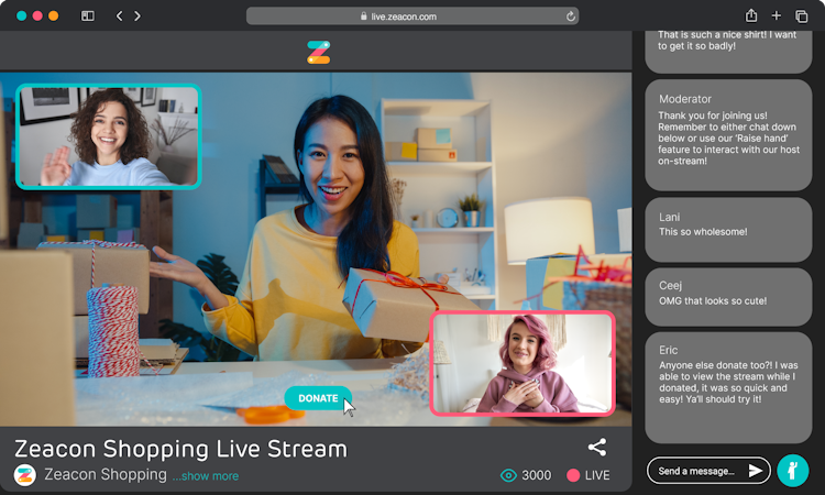 Zeacon Live Studio screenshot: Zeacon Live Studio: The free, easy-to-use live streaming interaction platform that is already changing the way people connect with their communities.