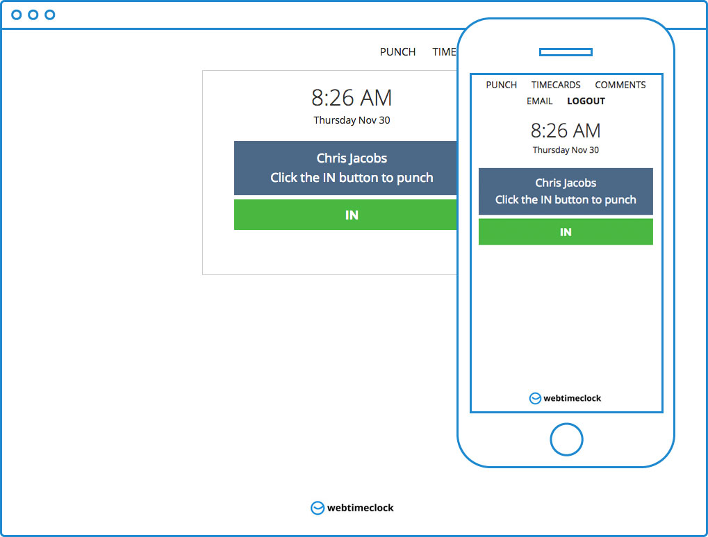 Webtimeclock self-service time clock web app