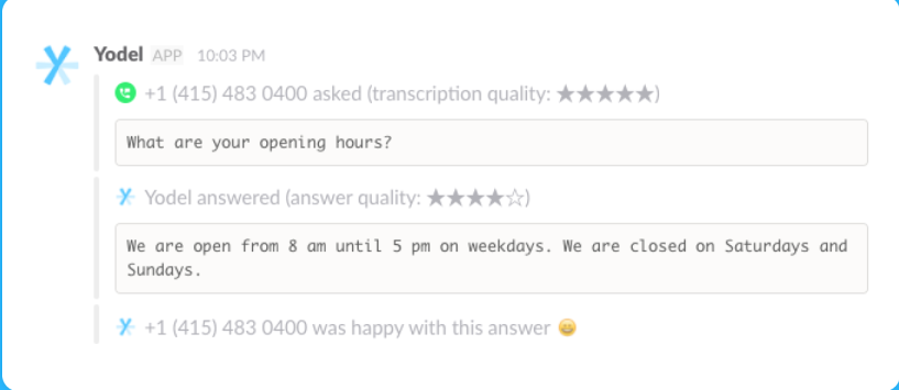Yodel automated call answering