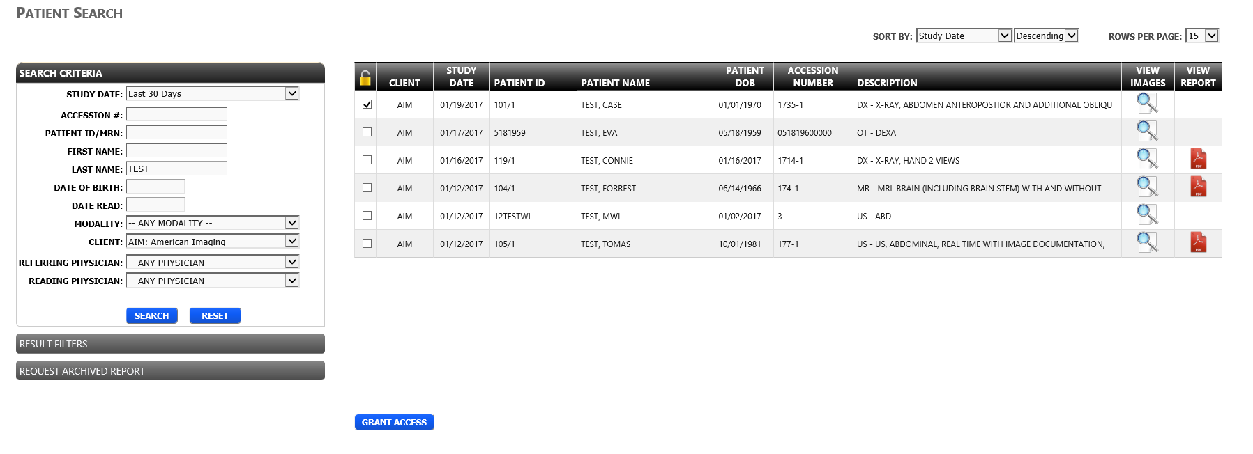 User access into patient database