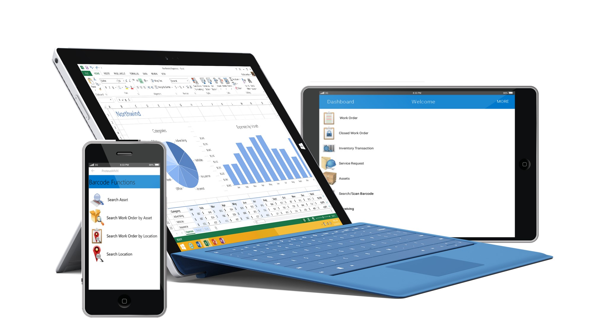 Proteus CMMS Software - Record and track equipment with mobile and barcoding/QR technology for accurate, efficient, and effective deployment. Use Proteus MMX mobile to create new, receive and close work orders on your iOS, Windows 10, or Android® based phone/tablet device.