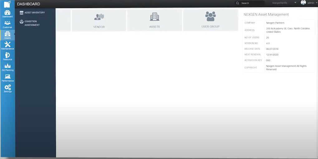NEXGEN screenshot: NEXGEN dashboard
