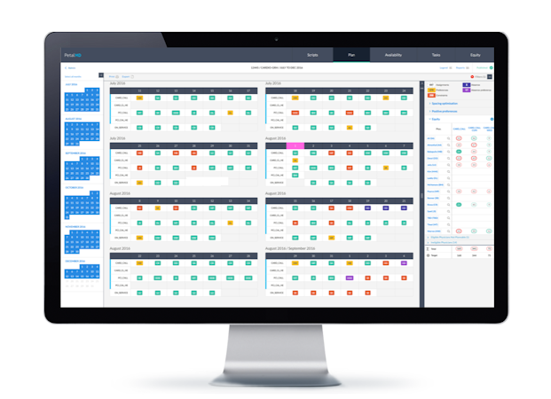 Petal Scheduling for Physicians screenshot: Plan group schedules, while considering time management considerations such as absences, equity, and constraints