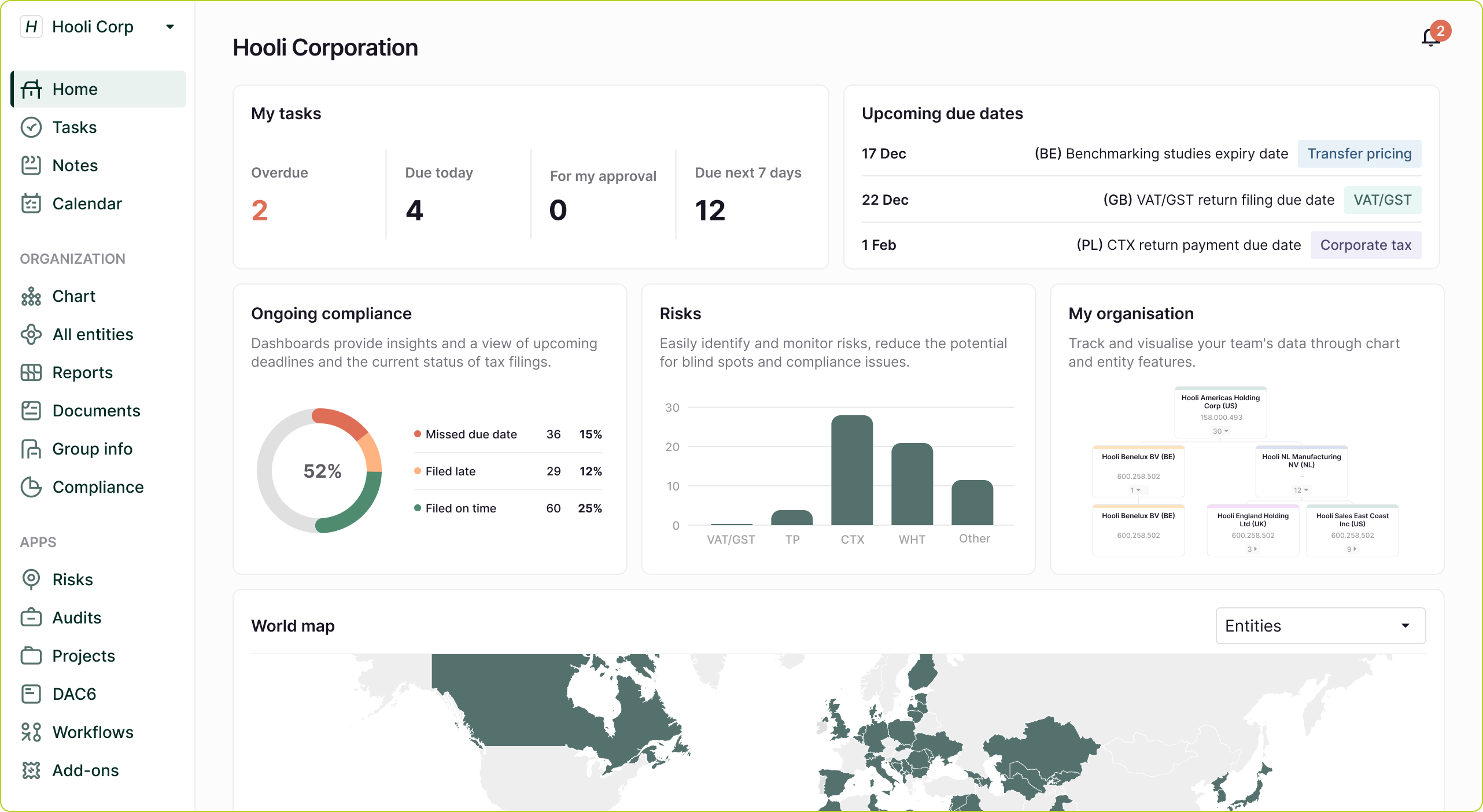 Loctax screenshot: Loctax streamlines compliance, risk, and governance for in-house tax teams with a unified data repository, process automation and reporting.