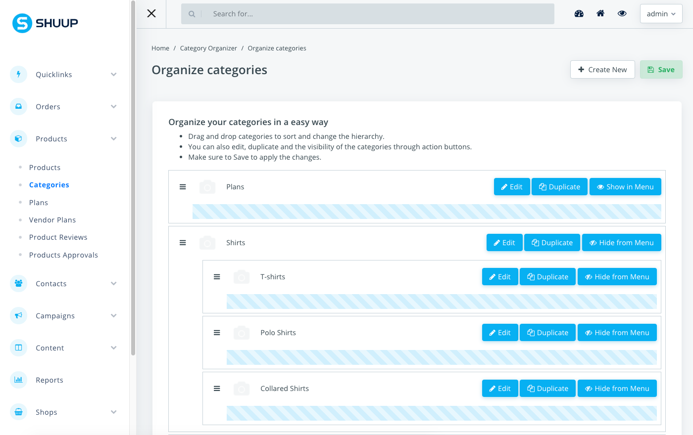 Easy Product Category Management and Inventory