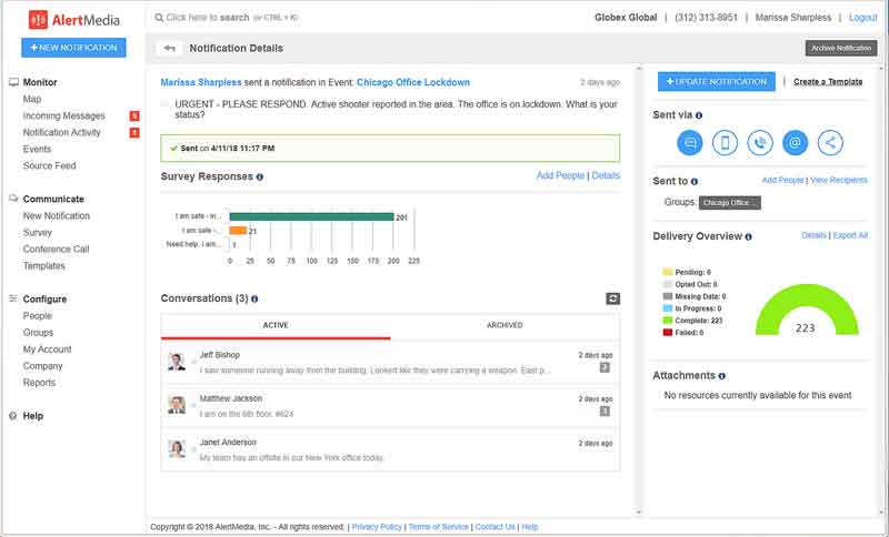 AlertMedia notification details